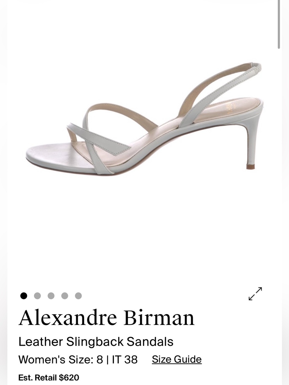 Alexandre Birman Pale Gray Leather Slingback Sandals